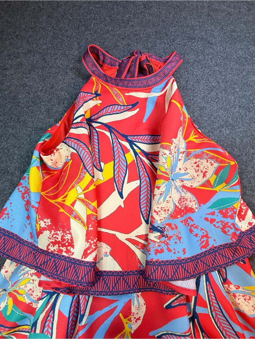 Flying Tomato Tropical Halter Romper | Bright Floral Print | Size Medium - Picture 6 of 8